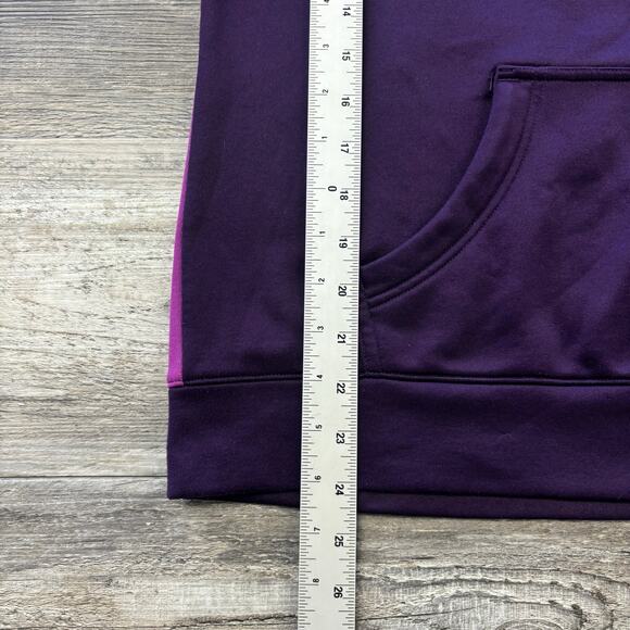 UA Under Armour Two Tone‎ Purple Colorblock Womens Medium Fleece Divide Hoodie - Picture 7 of 8